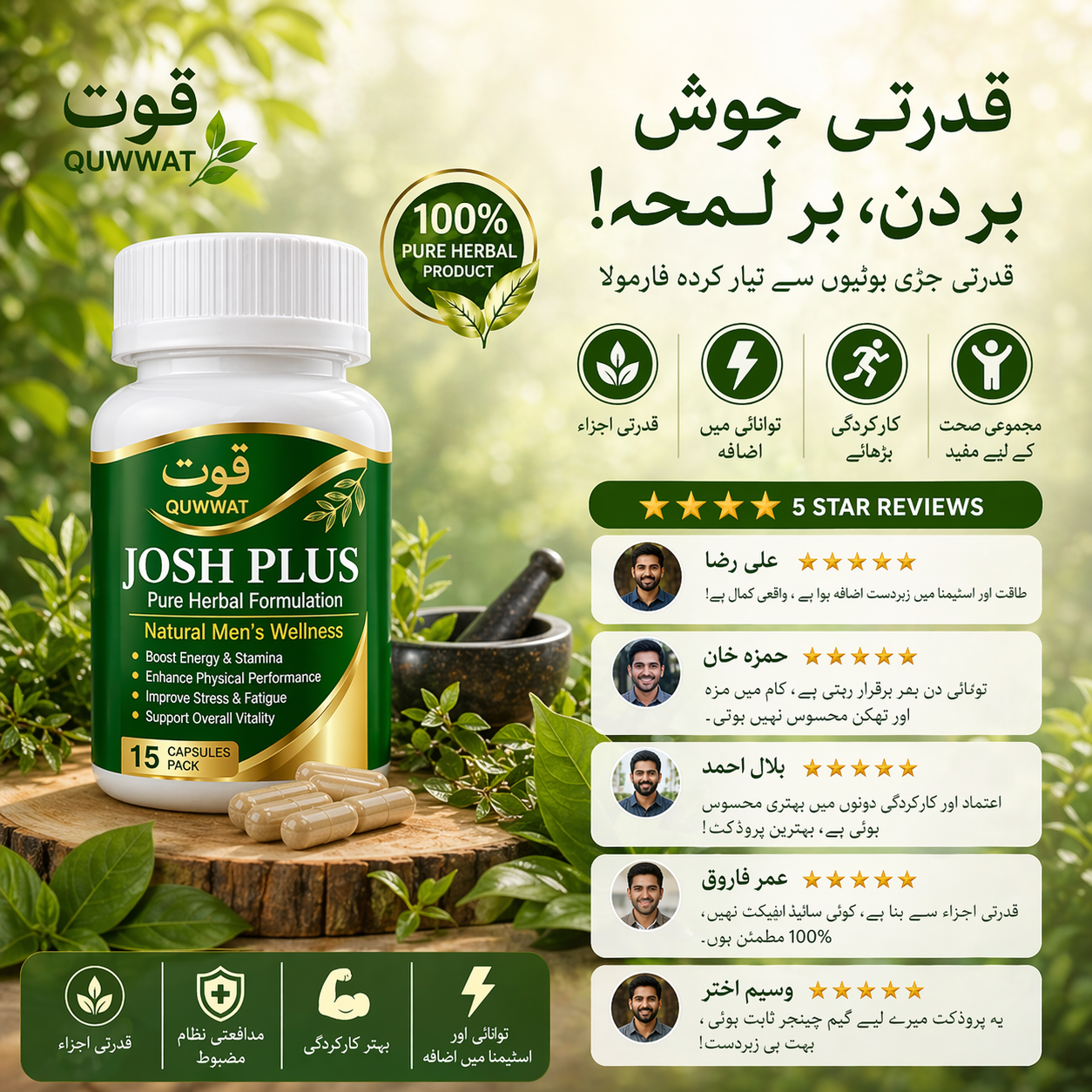 Josh Plus ( Pack of 30 ) سو فیصد جڑی بوٹیوں پر مشتمل - مردانہ طاقت کا خزانہ